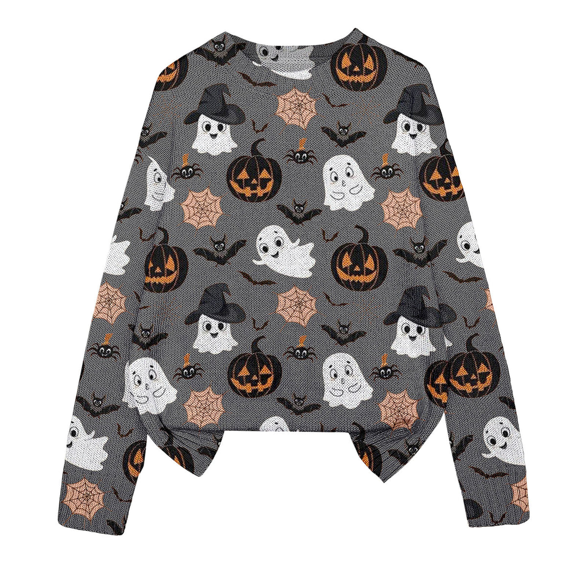 3D Print Halloween Round Neck Knitted Sweater - Polyester