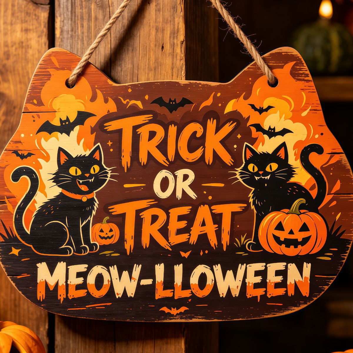 Halloween Wooden Hanging Door Sign