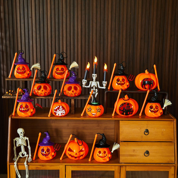 Halloween Portable Light-Up Pumpkin Lantern - Plastic