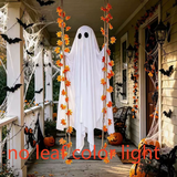 Halloween Hanging Ghost LED Decoration with Maple Leaves - Fabric