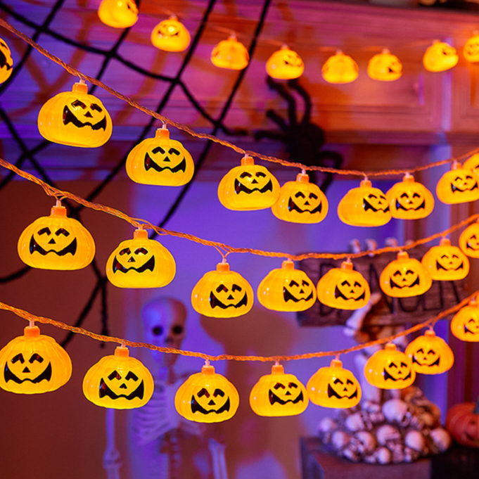 Halloween Pumpkin and Maple Leaf LED String Lights - PVC