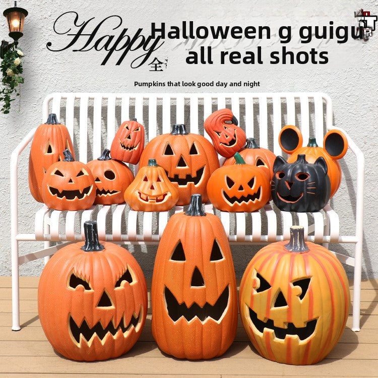 LED Halloween Pumpkin Lantern with Multiple Designs - Plastic