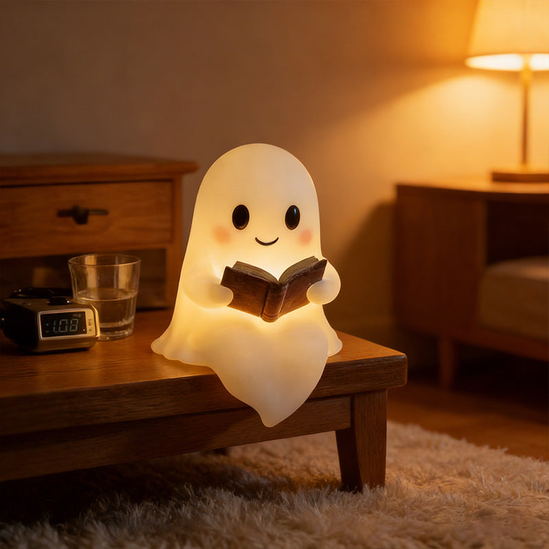 Halloween Reading Ghost Resin Statue