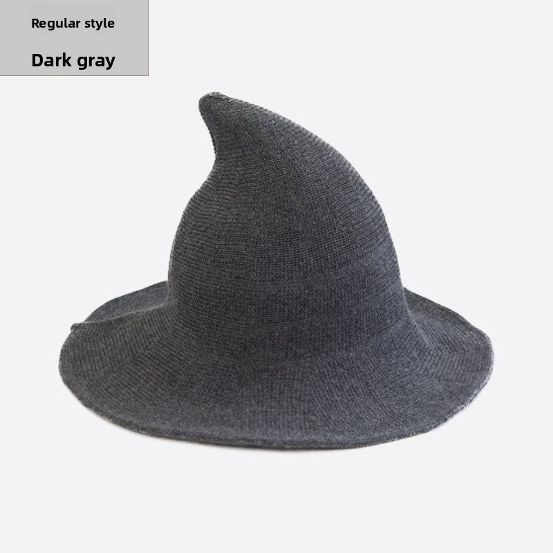 Halloween Knitted Witch Hat - Foldable Pointed Costume Hat