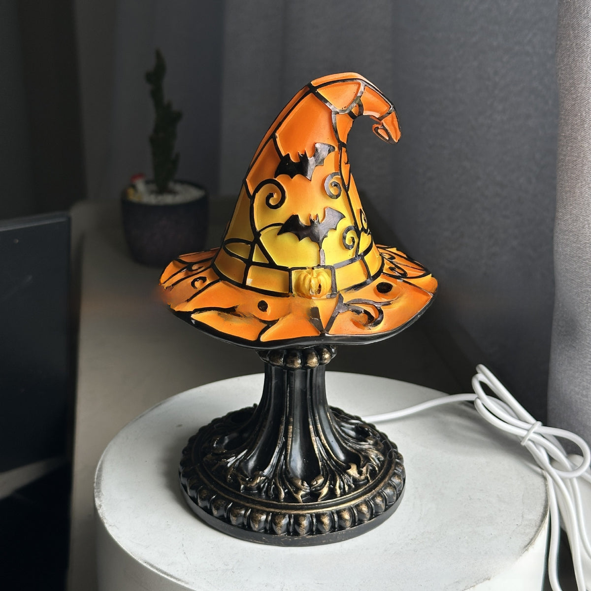 Resin Gothic Halloween Witch Hat Night Light