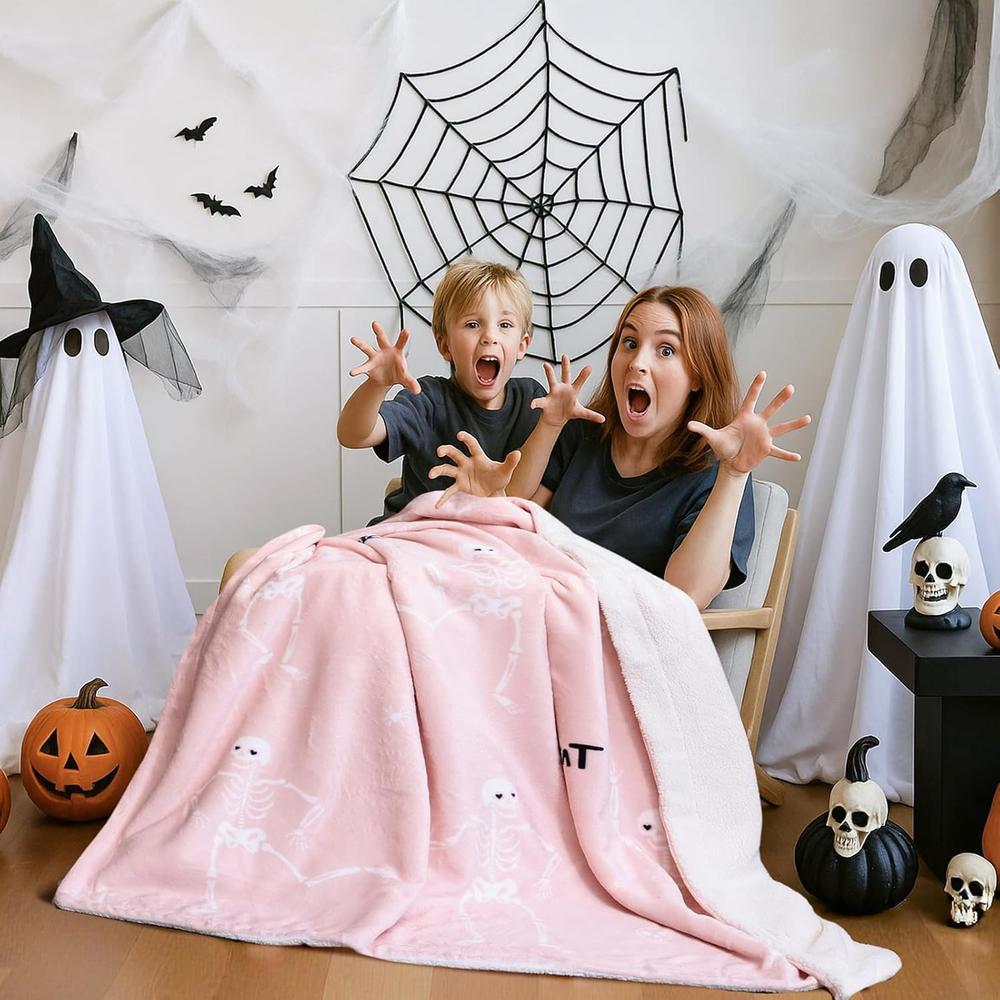 Halloween Sherpa Fleece Throw Blanket - Double-Sided