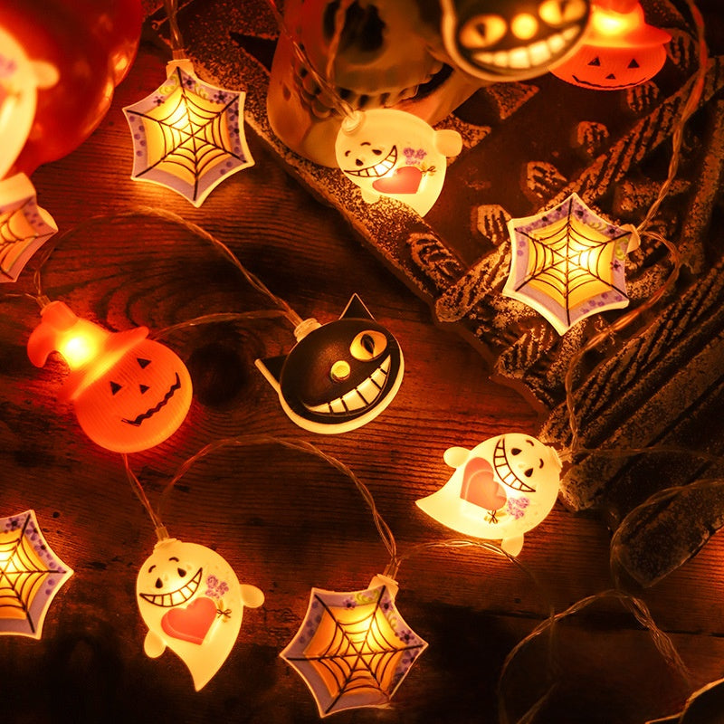 Halloween LED String Lights - Pumpkin, Ghost and Spider Designs