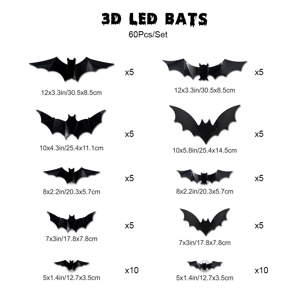 Halloween LED Glow Bat Wall Stickers