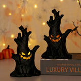 Halloween Pumpkin and Ghost Tree Stump Light - Plastic