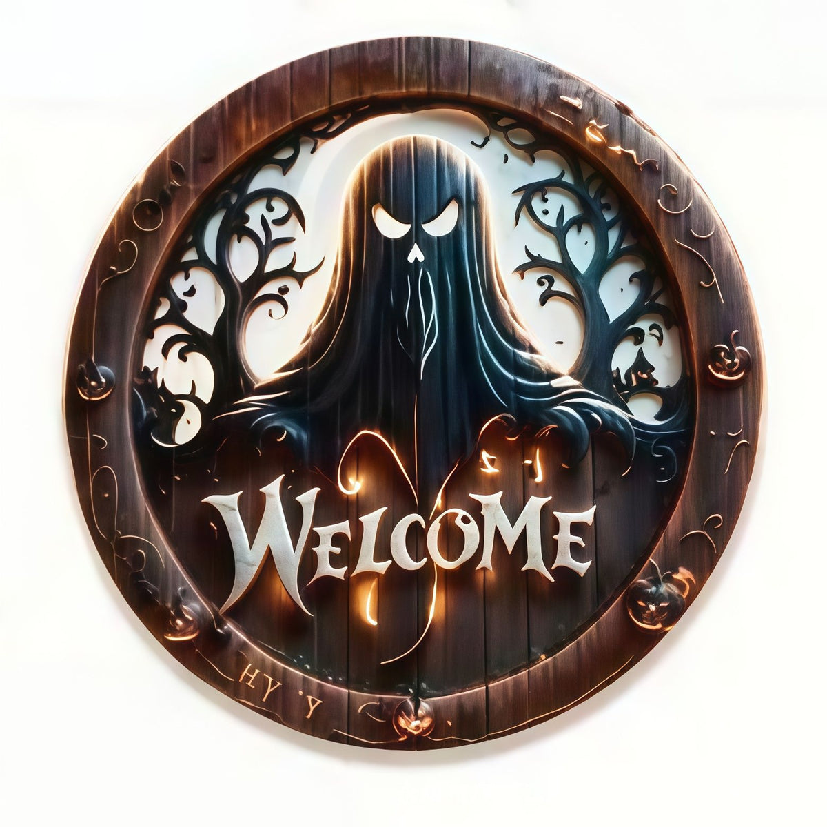Halloween Printed Boxwood Door Sign