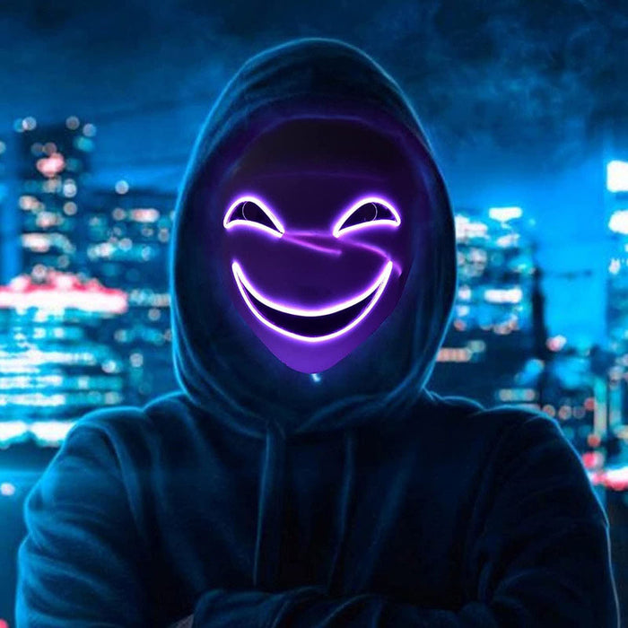 LED Glowing Anime Mask for Halloween Cosplay - Plastic