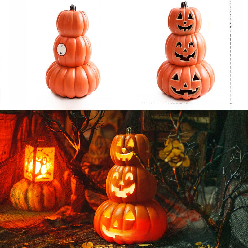 LED Halloween Pumpkin Lantern with Multiple Designs - Plastic
