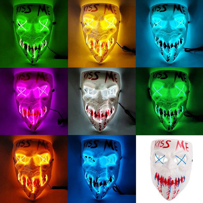 LED Glowing Mask for Halloween Masquerade - PVC