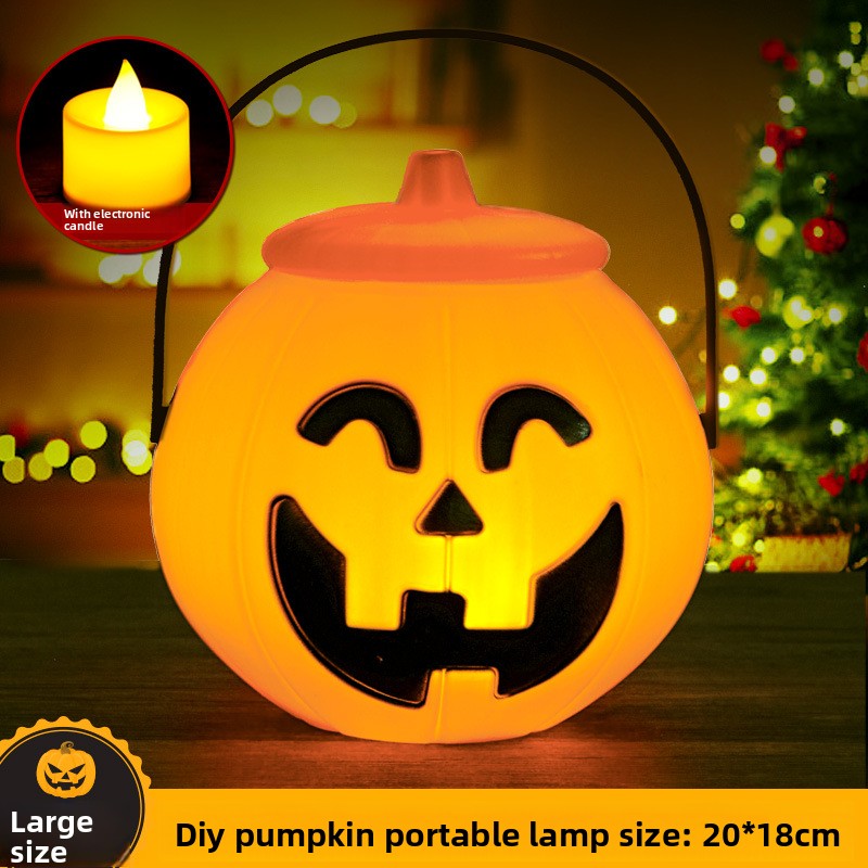 Halloween Pumpkin and Ghost Oil-Style Lantern - Plastic
