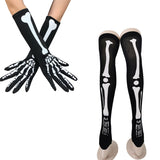 Halloween Skeleton Print Gloves and Hosiery