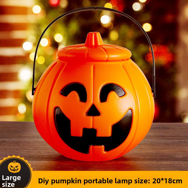 Halloween Pumpkin and Ghost Oil-Style Lantern - Plastic