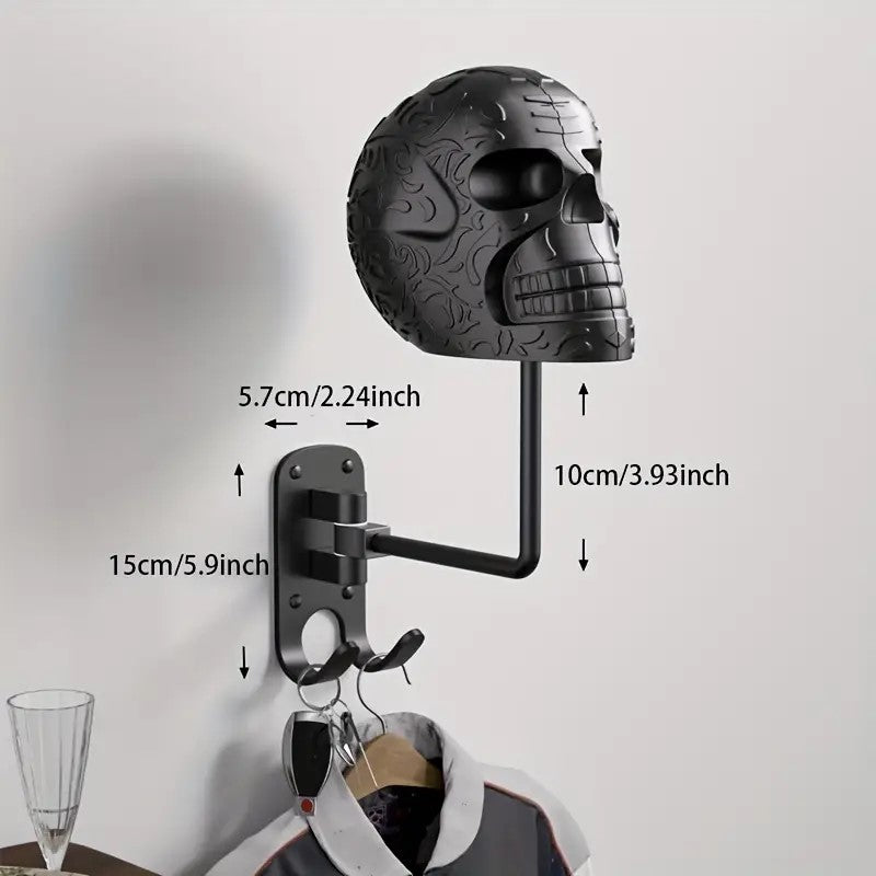 Halloween Metal Skull Helmet Holder Wall-Mounted Hat Rack