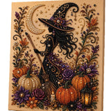 Halloween Black Cat and Moon Diamond Art Earrings