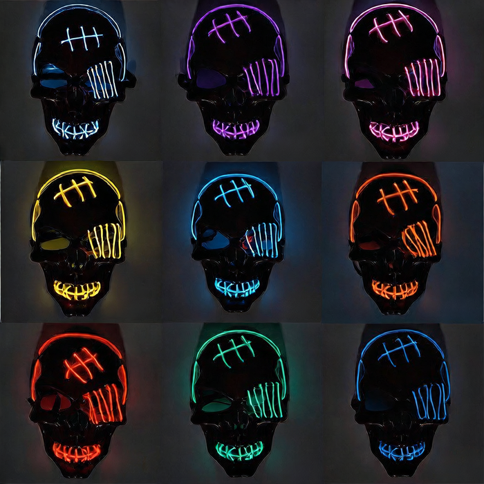 Halloween LED Skull Mask - USB Rechargeable - Plastic