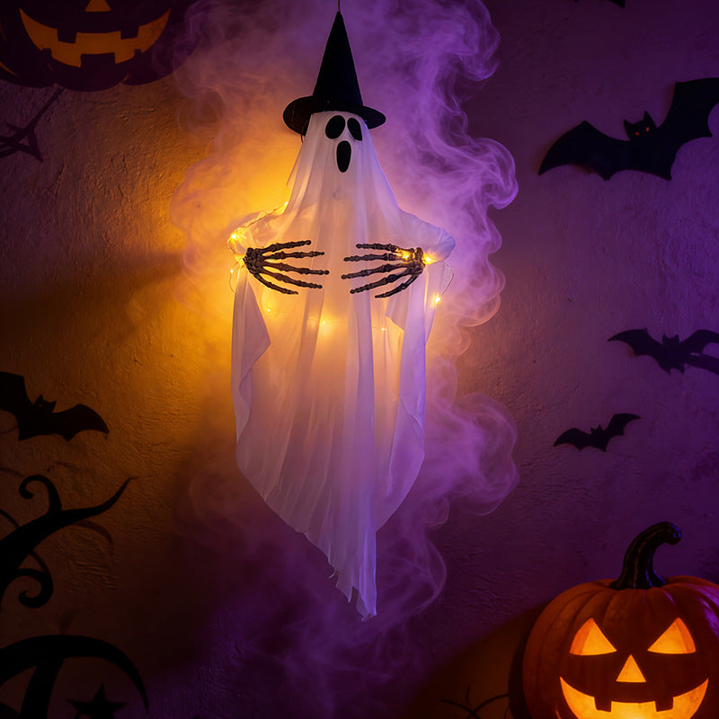 Glowing Wizard Hat Ghost Halloween Decoration - Cloth