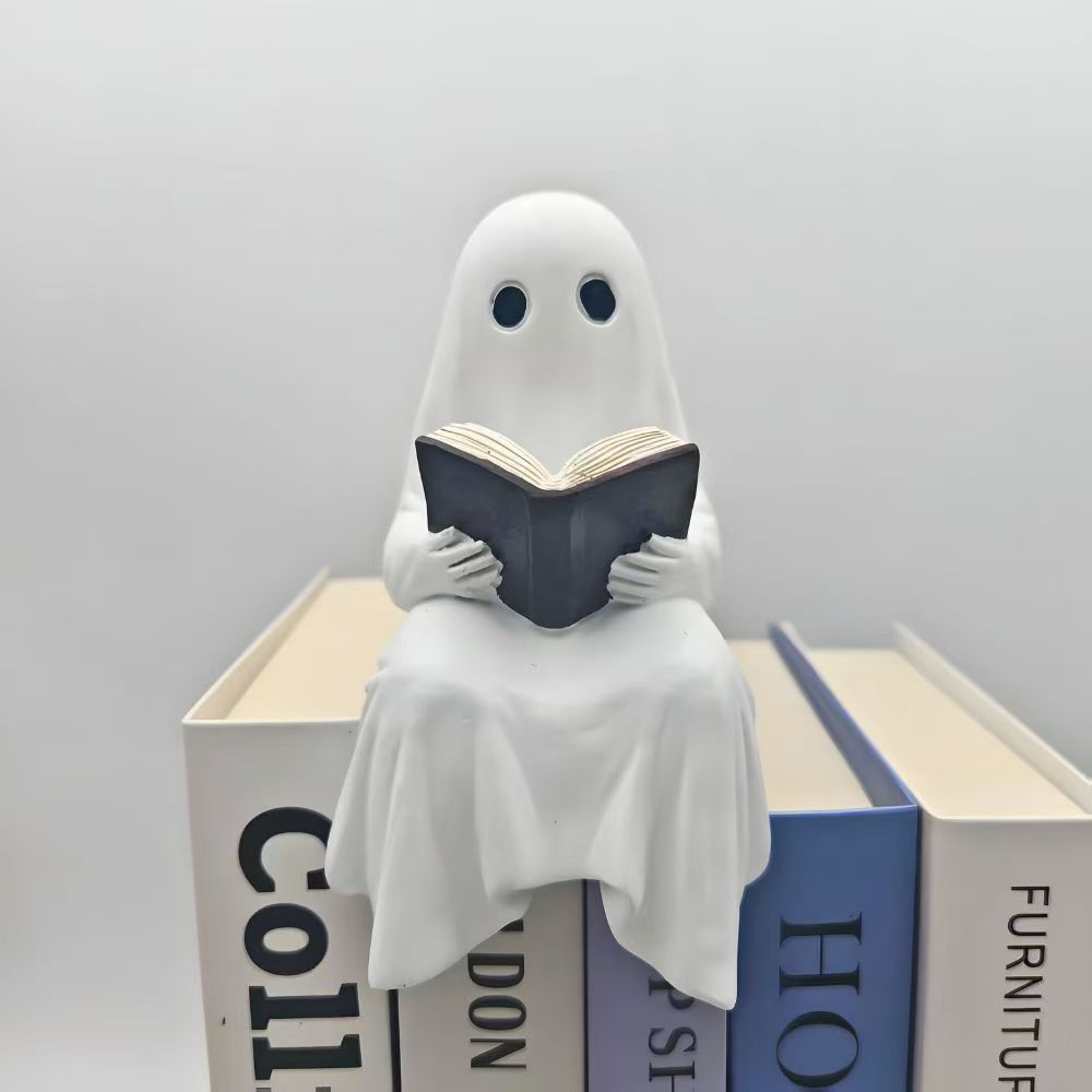Halloween Ghost Reading Statue - Resin