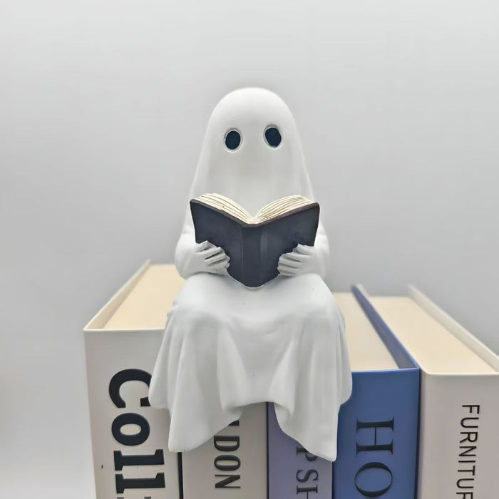 Halloween Ghost Reading Statue - Resin