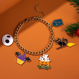 Halloween Charm Bracelet - Pumpkin, Ghost and Witch Hat - Alloy