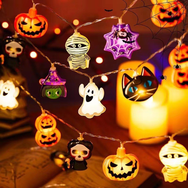 Halloween Outdoor LED Pumpkin and Ghost String Lights