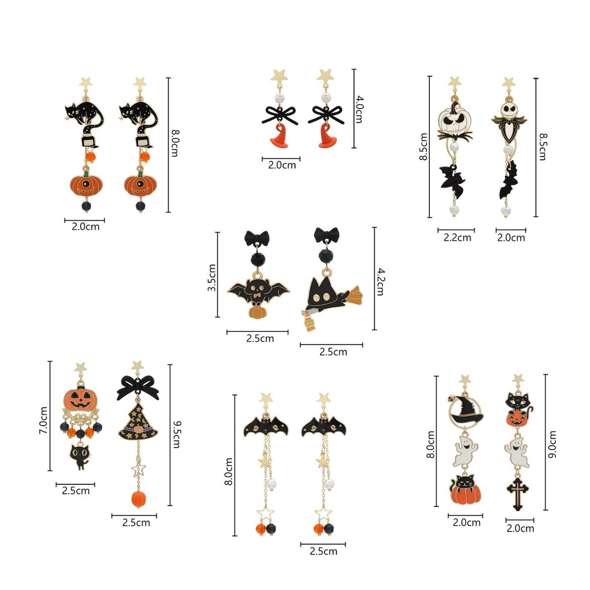 Gothic Halloween Pumpkin Ghost Earrings