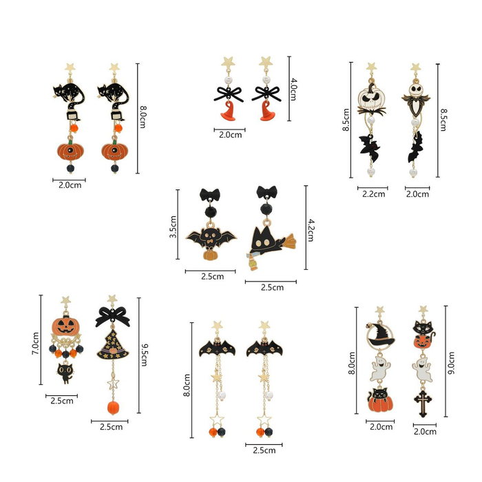 Gothic Halloween Pumpkin Ghost Earrings