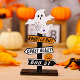Halloween Wooden Pumpkin and Ghost Tabletop Ornaments