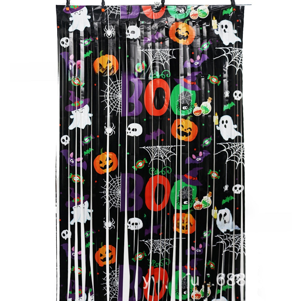 Halloween Foil Fringe Party Curtain - Plastic
