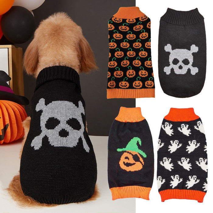 Halloween Pumpkin Knit Pet Sweater - Acrylic