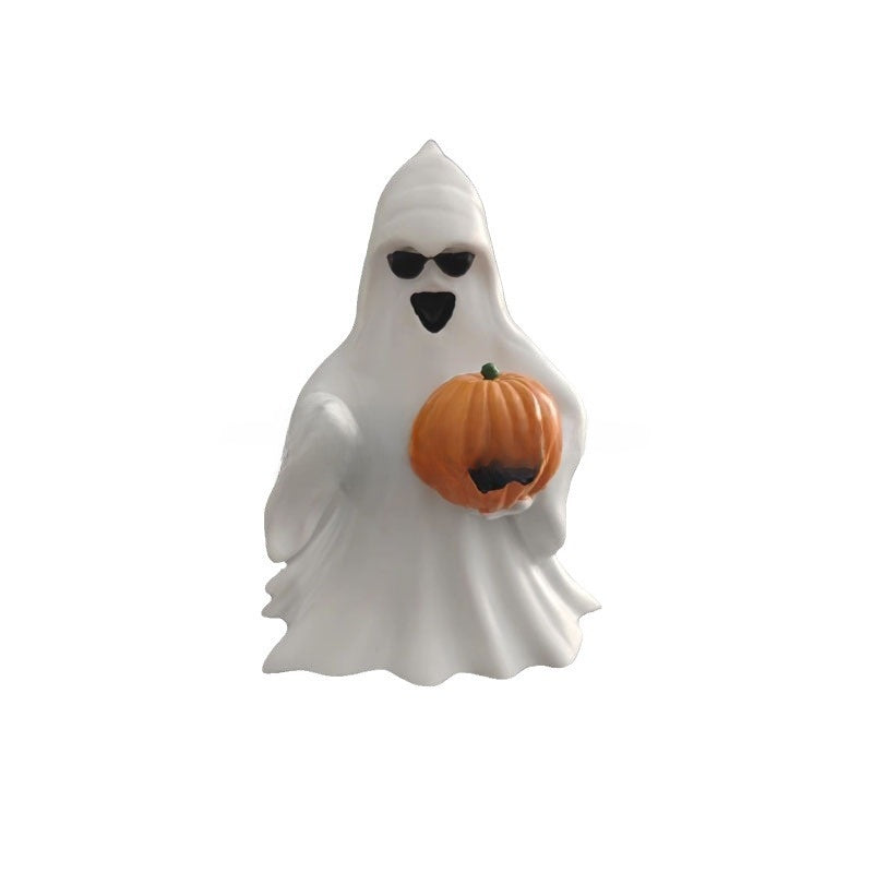 Halloween Resin Ghost Figurine - Pumpkin and Middle Finger Designs