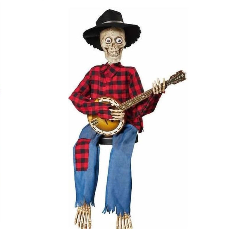 Animated Banjo Skeleton Halloween Decoration