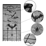 Halloween Spider, Witch, Bat and Skull Door Curtain