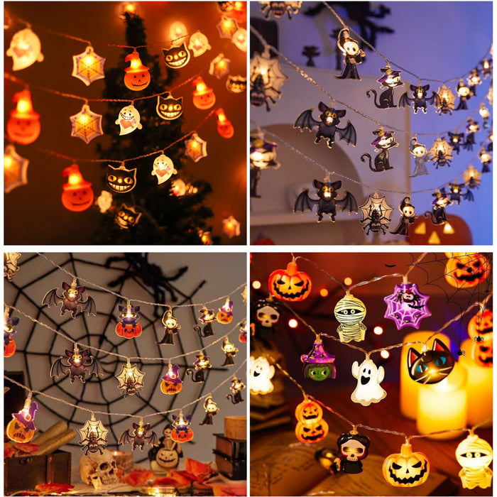 Halloween LED String Lights - Pumpkin, Ghost and Spider Designs