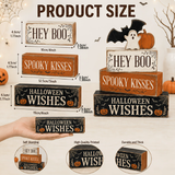 Halloween Ghost and Bat Wooden Tabletop Decoration