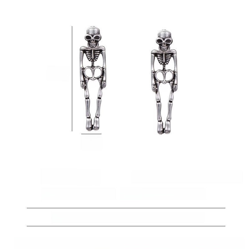 Vintage Skull Earrings Detachable Halloween Jewelry - Metal