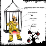 Halloween Hanging Cage Ghost with Lights and Sound - Plastic