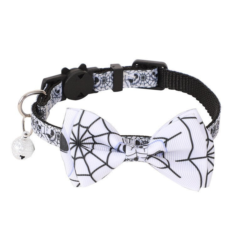 Adjustable Halloween Pet Collar with Bow and Bell
