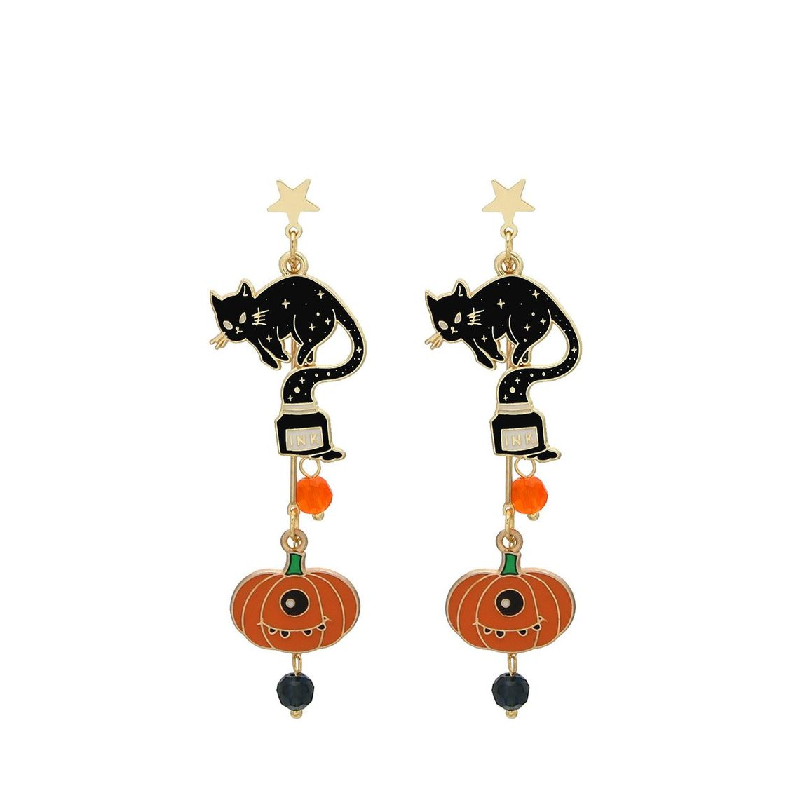 Gothic Halloween Pumpkin Ghost Earrings