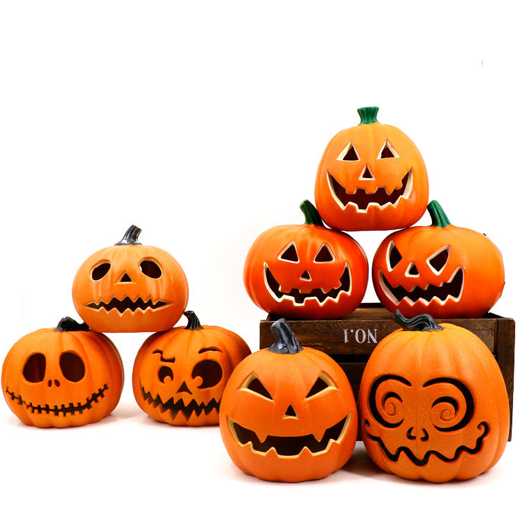 LED Halloween Pumpkin Lantern with Multiple Designs - Plastic