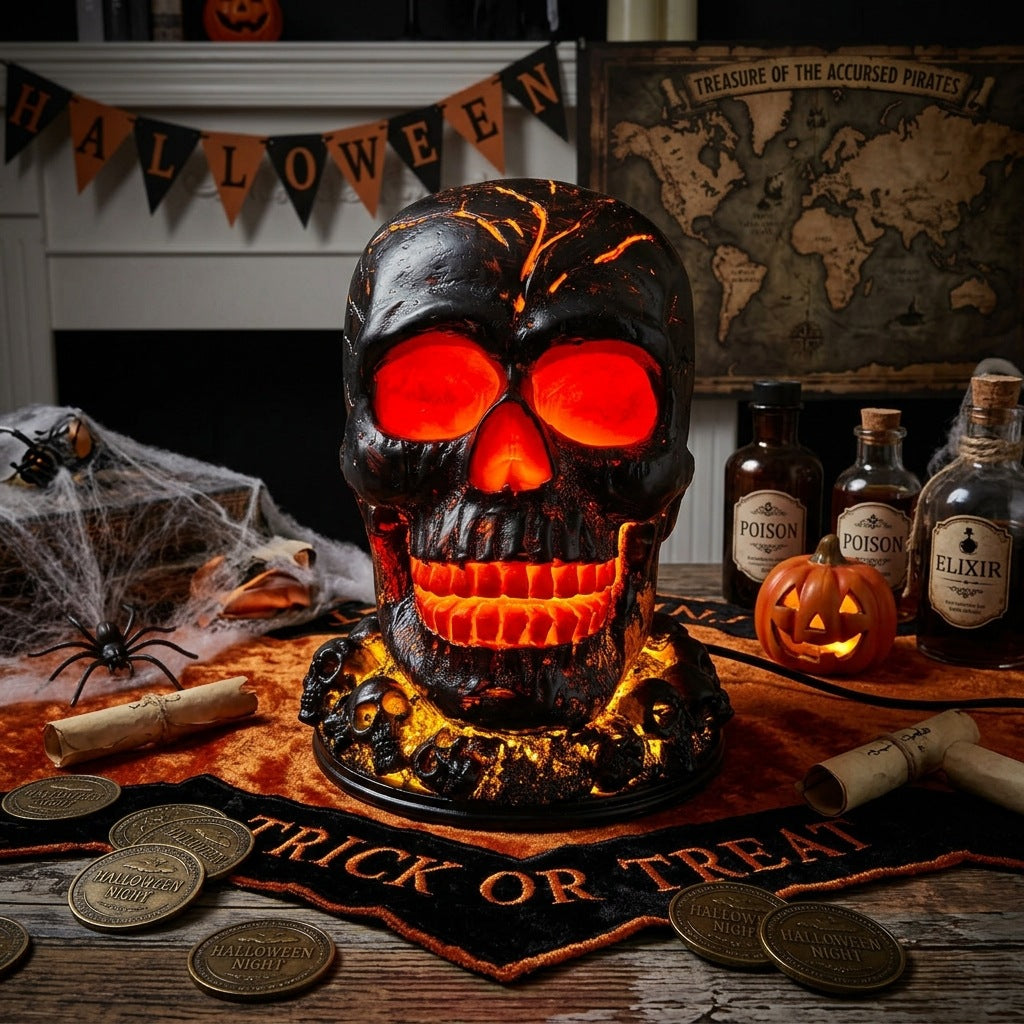 Halloween Skull LED Light Garden Decor - Resin