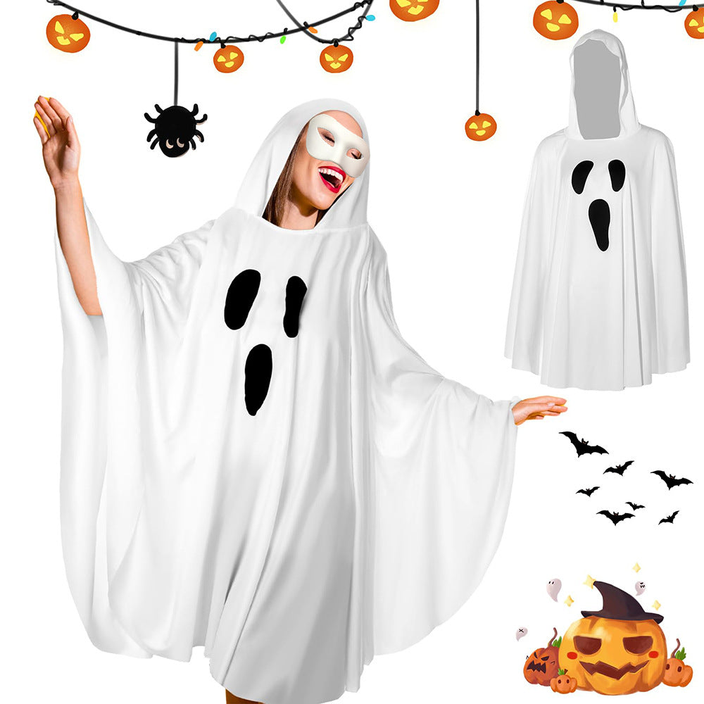 Women's Halloween Hooded Ghost Poncho