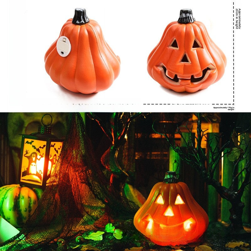 LED Halloween Pumpkin Lantern with Multiple Designs - Plastic