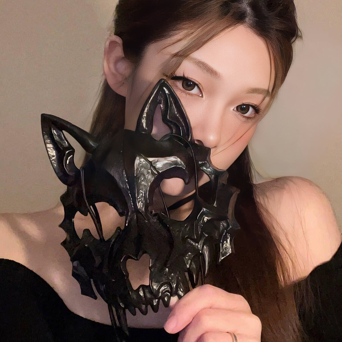 Halloween Anime Half-Face Mask - Plastic
