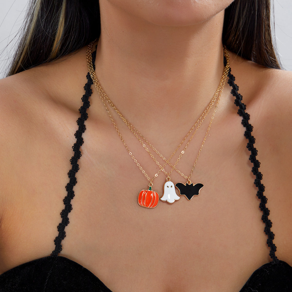 Halloween Jewelry Set - Ghost, Pumpkin and Bat Designs - Alloy