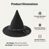 Halloween Knitted Witch Hat - Foldable Pointed Costume Hat