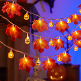 Halloween Pumpkin and Maple Leaf LED String Lights - PVC